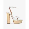 Aquazzura Sunseeker 140 Leather Platform Sandals In White