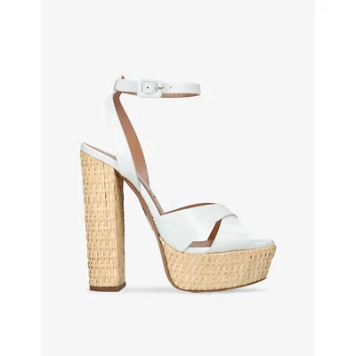 AQUAZZURA WOMENS WHITE SUNSEEKER PLATEAU 140 LEATHER PLATFORM HEELED SANDALS EUR 38/5 UK