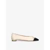 Aquazzura Leather Gioia Ballet Flats In White/blk