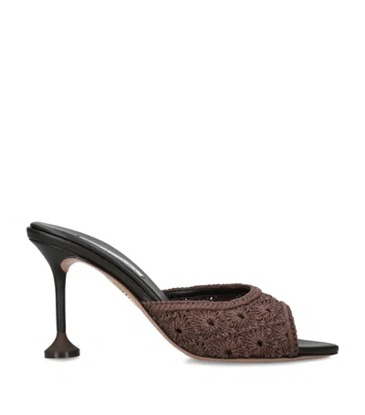 Aquazzura Woven Loom Mules 85 In Multi