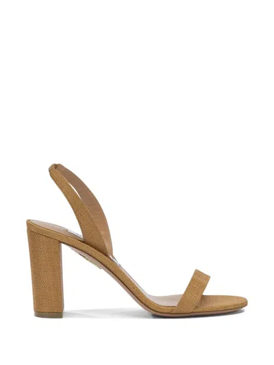 Aquazzura Woven Slingback Sandals In Brown