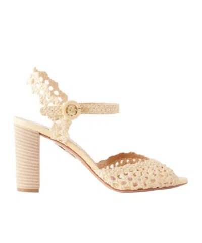 Aquazzura Woven-design Buckle-fastening Sandals In Nude