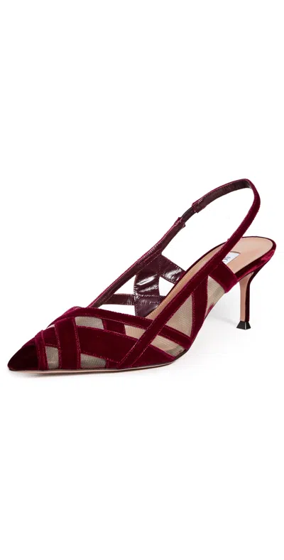 AQUAZZURA WRAP ME UP SLING SANDALS 65MM MERLOT