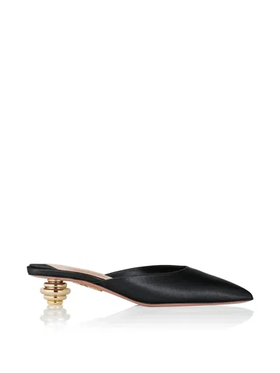 Aquazzura Alex 35 Jewel Satin Mule In Black
