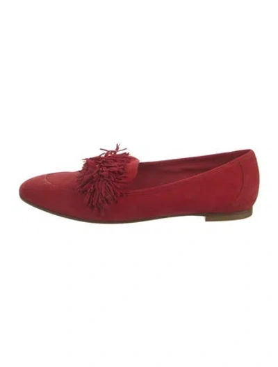 Pre-owned Aquazzura X Racil Suede Loafers In Red