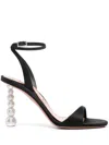 Aquazzura Yes Baby 95 Satin Sandals In Black