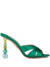 Aquazzura Yes Baby 95 Crystal-embellished Satin Mules In Green