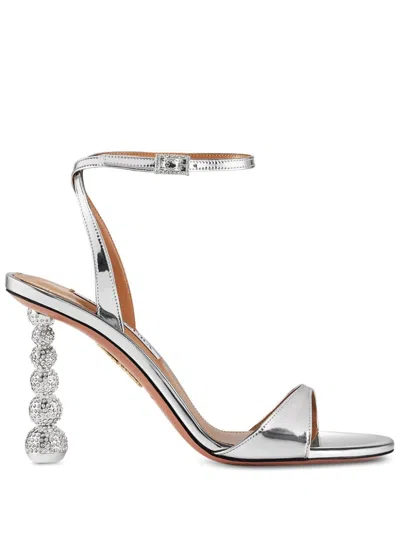 Aquazzura Yes Baby Sandal 95 In Ccc Silver