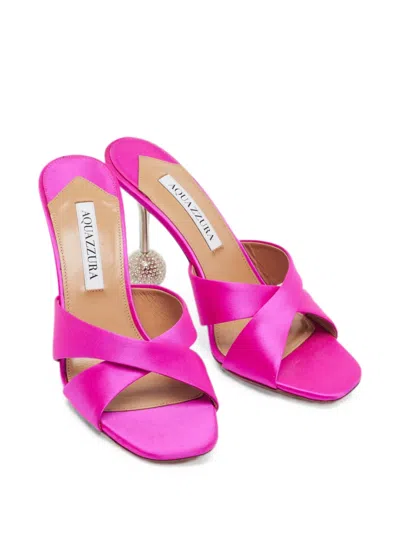 Pre-owned Aquazzura Yes Darling Crossover Slide Sandals In Pink