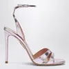 Aquazzura | You And I Sandals In Light Blue Metallic Leather In Multi