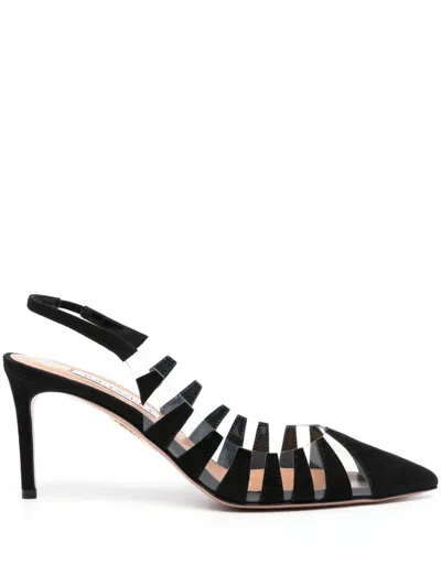Aquazzura Pvc And Leather Slingback Sandals Hot Rumor In Black