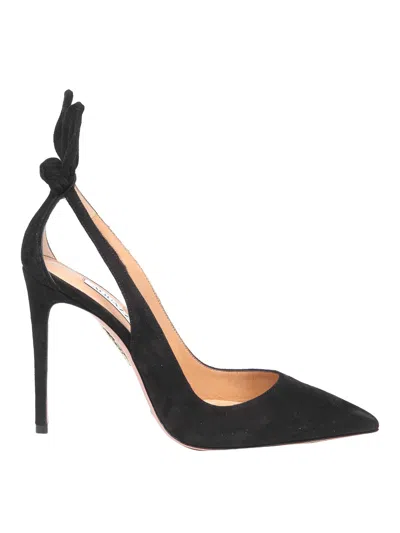 Aquazzura Bow Tie Pump 85 In Camoscio Colore Nero In Black