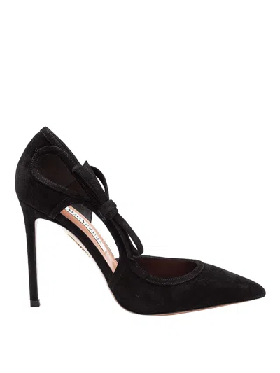 Aquazzura Soave 105 Decollete In Suede Black Color