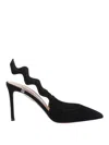 Aquazzura Leather Pointed Toe Stiletto Heel Mules In Black