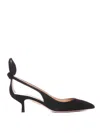 Aquazzura 50 Bow-tie Suede Pumps In Black