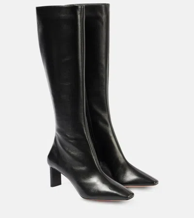 Aquazzura Zenn 65 Leather Knee-high Boots In Black