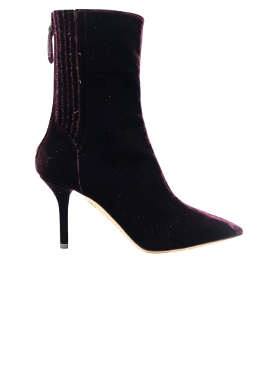 Aquazzura Merlot Velvet Tres St Honore Lined Bootie 85 Boots In Merlot