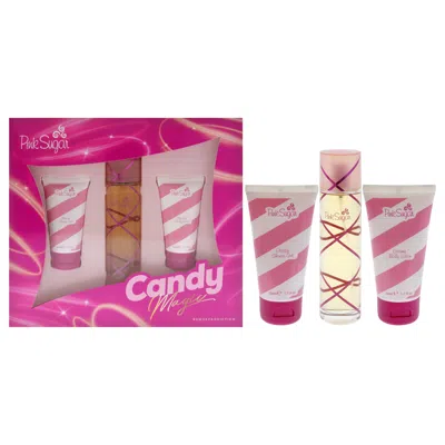 Aquolina Pink Sugar Candy Magic By  For Women - 3 Pc Gift Set 3.4oz Edt Spray, 1.7oz Glossy Shower Ge In Multi