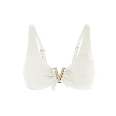 Aqva Swimwear Women's Black Nude Aiguablava Bikini Top In White