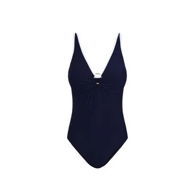 Aqva Swimwear Women's Navy Blue Macarella One-piece Swimsuit In Multi