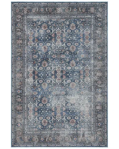 Ar Rugs Alaska Machine-washable Vintage Medallion Power-loomed Rug In Blue