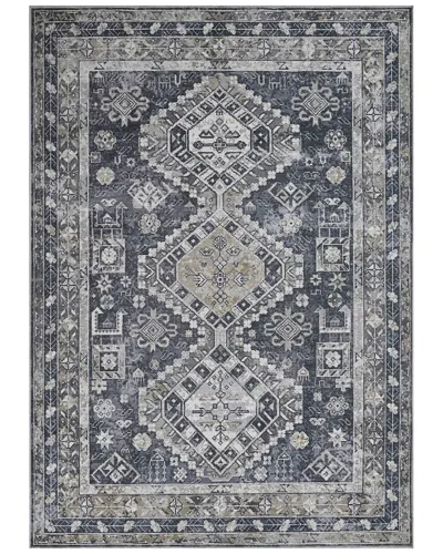 Ar Rugs Alaska Machine-washable Vintage Medallion Power-loomed Rug In Gray