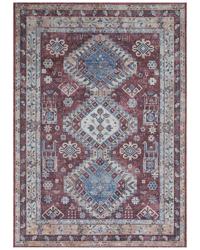 Ar Rugs Alaska Machine-washable Vintage Medallion Power-loomed Rug In Red