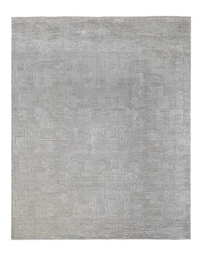 Ar Rugs Quincy Hand-knotted Wool-blend Rug In Silver
