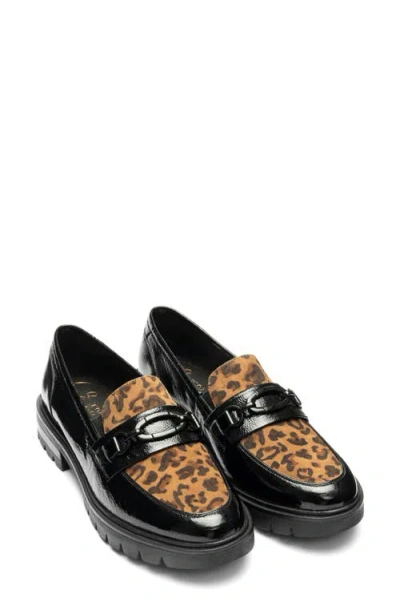 Ara Camellia Lug Sole Bit Loafer In Black
