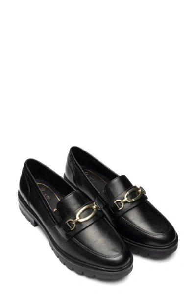 Ara Camellia Lug Sole Bit Loafer In Black