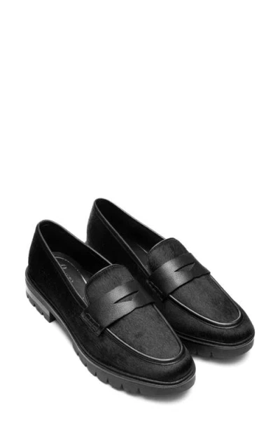 Ara Crescent Lug Penny Loafer In Black