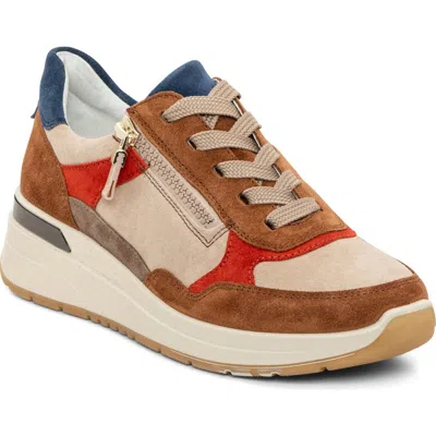 Ara Gardenia Wedge Sneaker In Nuts/ Sand Pump/ Sesame