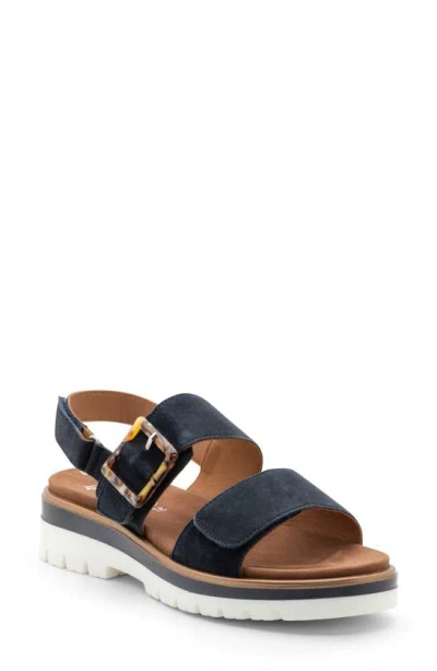 Ara Marbella Slingback Platform Sandal In Navy