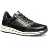 Ara Obsidian Leather Sneaker In Black/steel