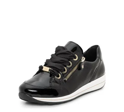 Ara Ollie Women's Zip Sneaker In Black/patent In Multi