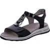 Ara Oregon Sandals In Black Patent In Multi