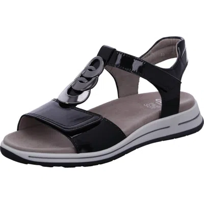 Ara Oregon Sandals In Black Patent