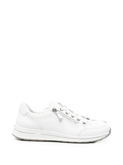 Ara Osaka Side-zip Leather Sneakers In White