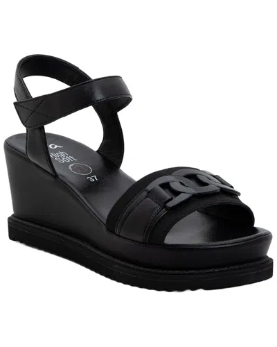 Ara Palmdale Leather Wedge Sandal In Black