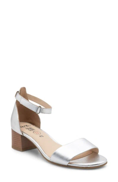 Ara Pauline Block Heel Sandal In Silver Metallic Calf