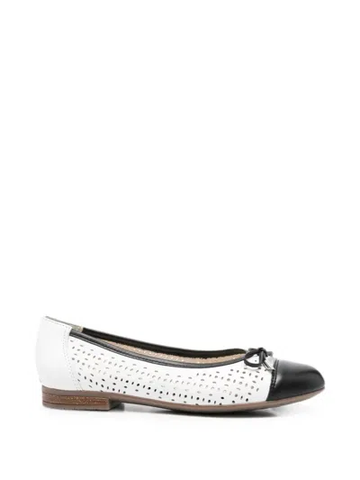 Ara Perforated-detail Ballet Flats In White