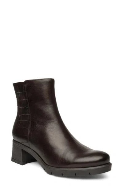 Ara Plum Side Zip Bootie In Brown