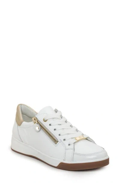 Ara Rei Low Sneaker In White/platino Accents