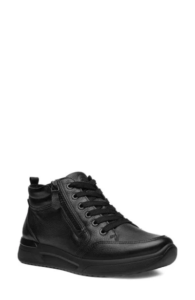 Ara Val Leather Sneaker In Black