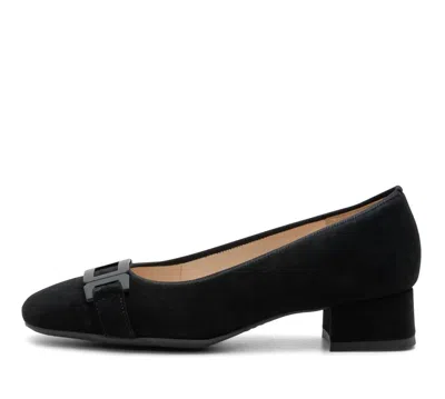 ARA WOMEN'S BUCKLE PUMP SANDAL IN BLACK SUEDE