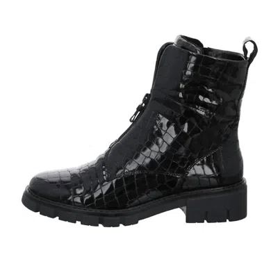 Ara Women's Deon Lug Sole Front And Zip Boot In Black