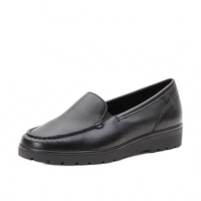 Ara Women's Dewitt Wedge Loafer - Wide In Black Leather