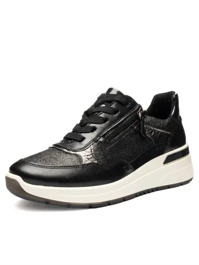 Ara Women's Gardenia Sneaker In Black/steel/mirror