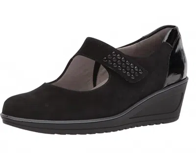 Ara Women's Hellen Wedge Shoes In Nubuk Vernice In Black