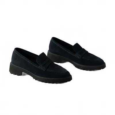 Ara Women's Karina Loafer In Navy Suede In Black